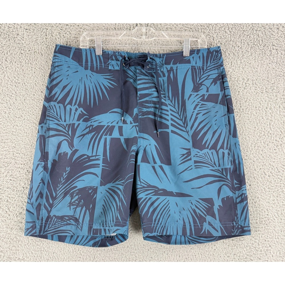 Reyn Spooner Board Shorts Mens 36 Blue Tropical Palm Leaf Hawaiian Swim Trunks